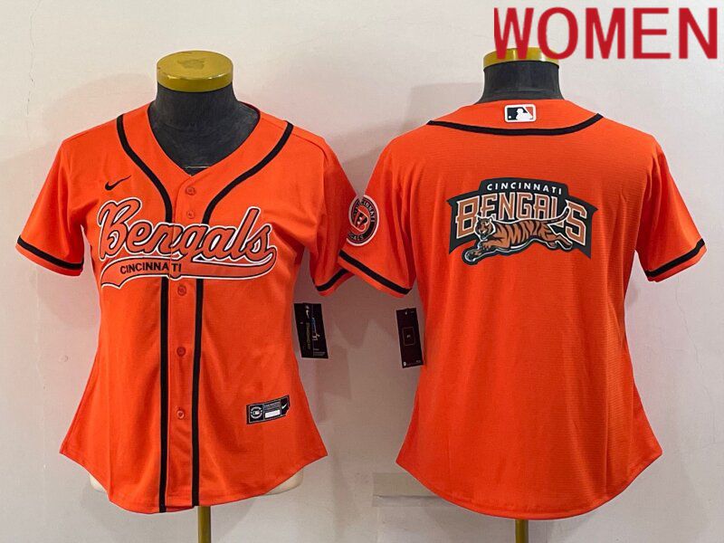 Women Cincinnati Bengals Blank Orange 2022 Nike Co branded NFL Jersey->women nfl jersey->Women Jersey